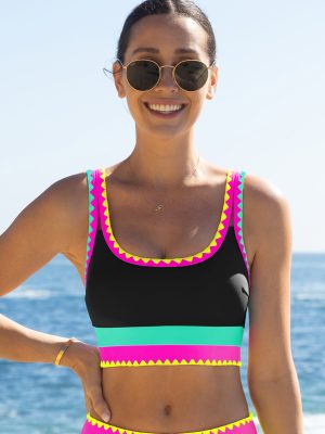 Color Contrast Patchwork Bikini Tops