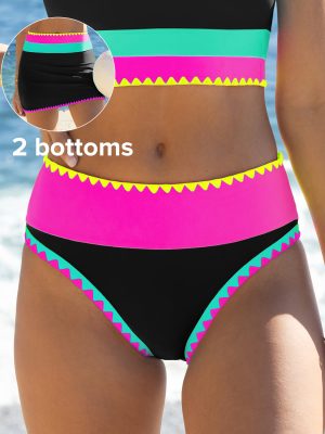 Color Contrast Patchwork Bikini Bottoms