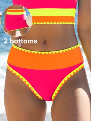 Color Contrast Patchwork Bikini Bottoms