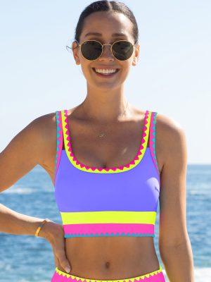Color Contrast Patchwork Bikini Tops