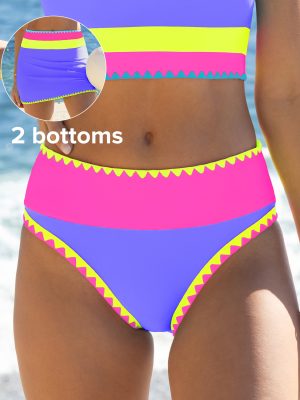 Color Contrast Patchwork Bikini Bottoms
