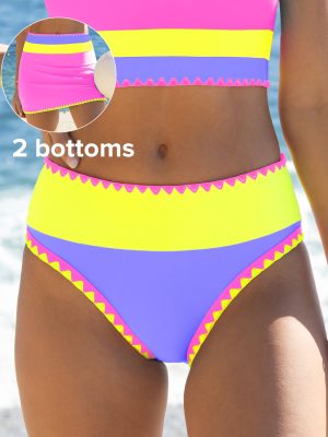 Color Contrast Patchwork Bikini Bottoms