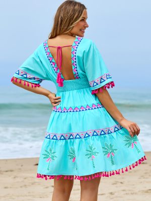 Turquoise Tribal Print Vacation Mini Dress