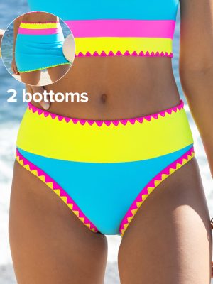 Color Contrast Patchwork Bikini Bottoms