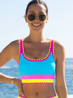 Color Contrast Patchwork Bikini Tops